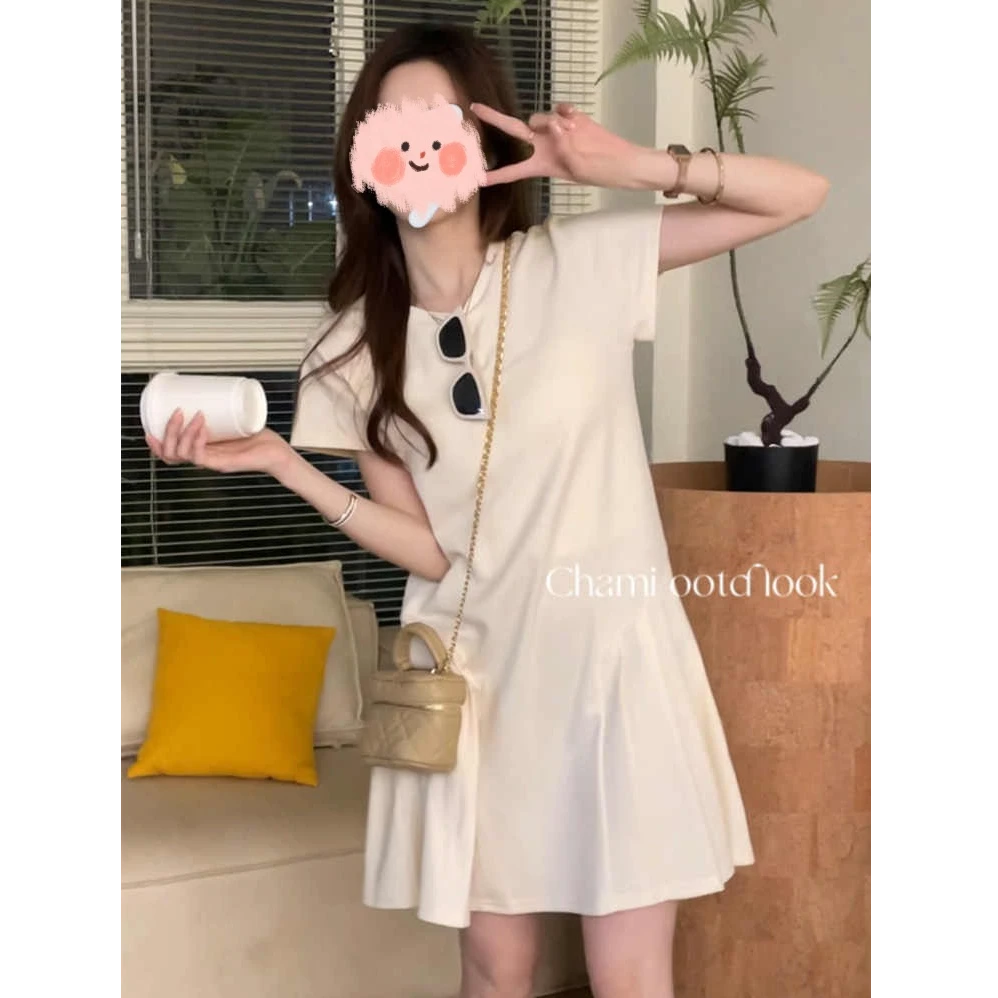 高级感超火连衣裙女2025新款小个子百搭显瘦A字短裙T恤裙子女夏季