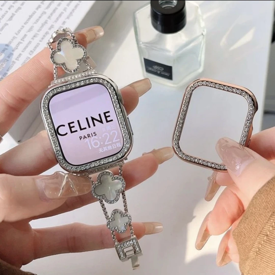 高级闪钻适用于applewatch9边框钻石保护壳S8S9带女表iwatch9