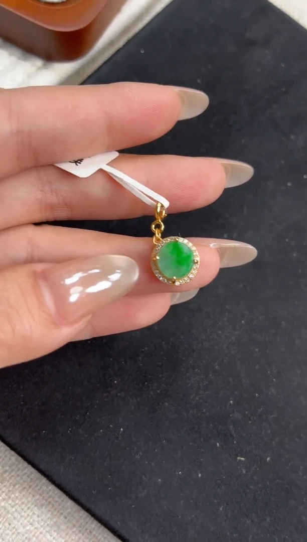 吊坠(不含链)银S925镶嵌翡翠【挽石珠宝】无事牌
