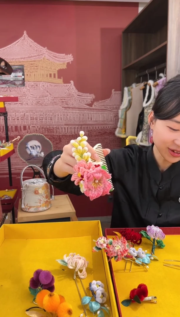 【闪购商品】刺绣非遗绒花（发饰）