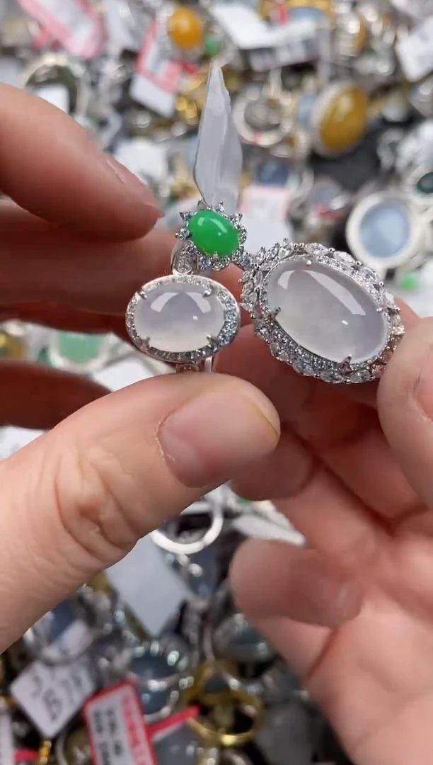 银S925镶嵌戒指翡翠999  7