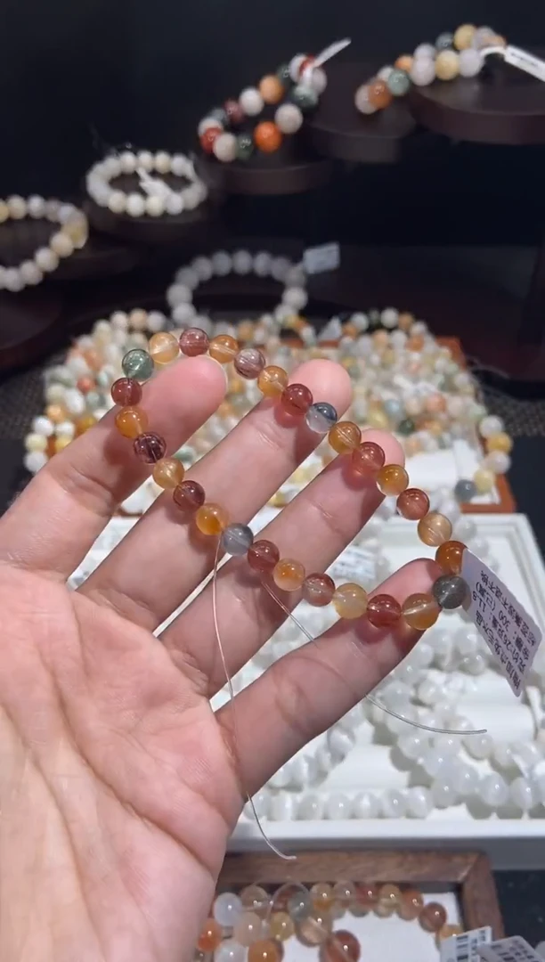 未镶嵌手串水晶33号链接-7咪+ 钢丝兔毛兔毛水晶