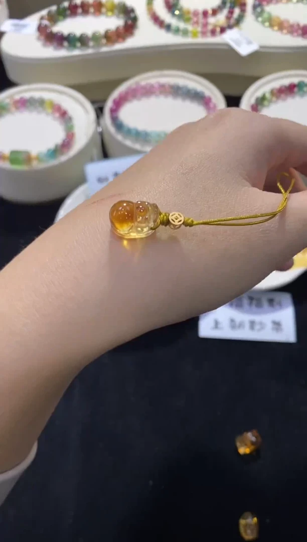 【闪购商品】黄晶雕刻挂件未镶嵌【梦源珠宝】天然黄水晶貔貅挂件