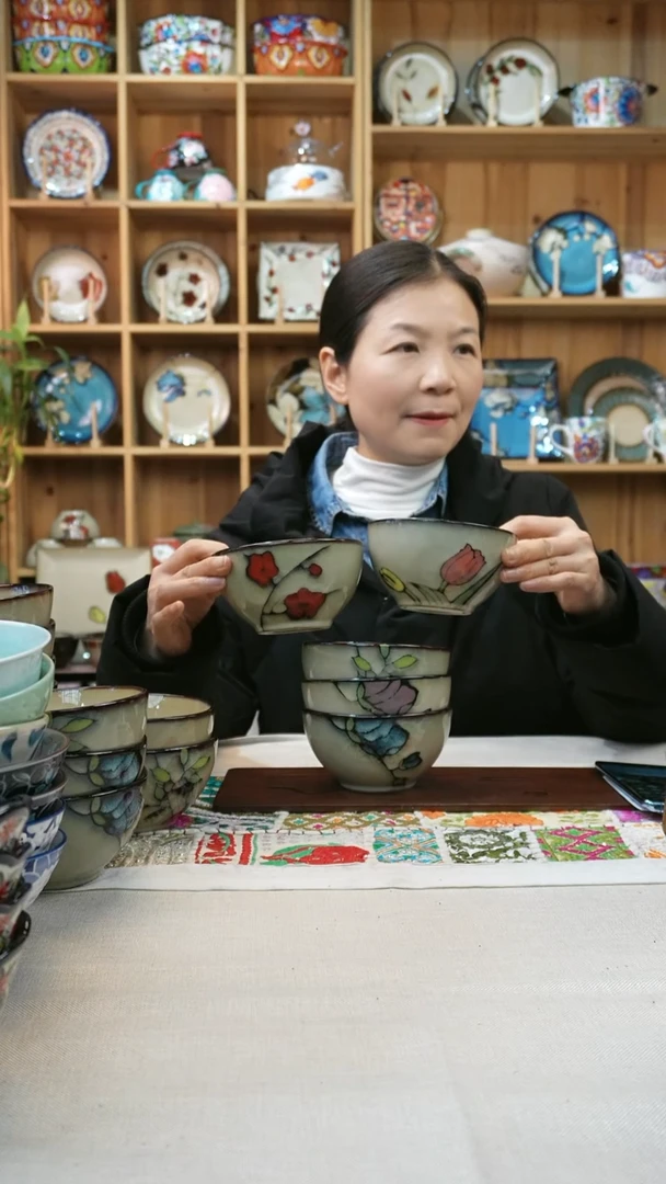 瓷片小可陶瓷一组10个米饭碗色彩各2个