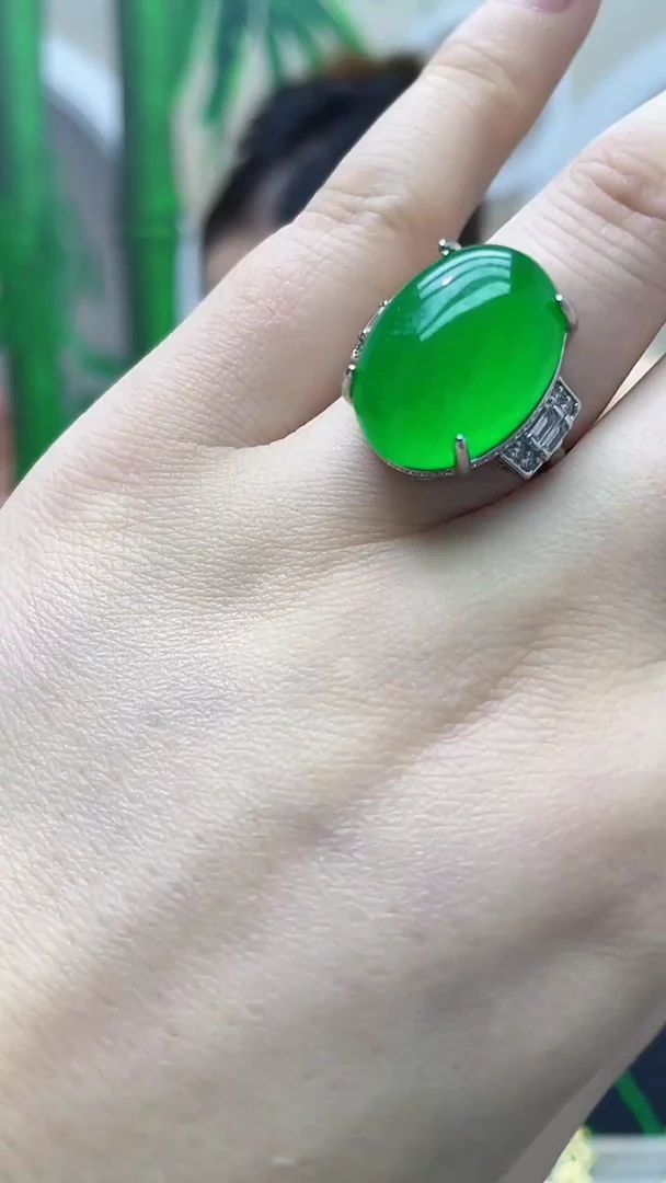 银S925镶嵌戒指翡翠J08