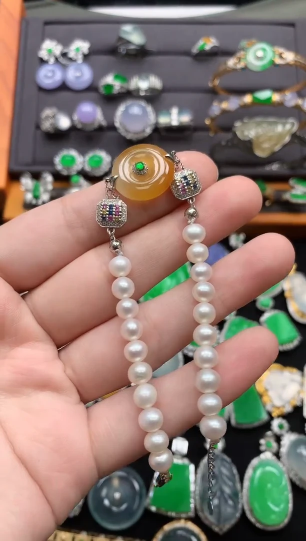 18K金镶嵌手链翡翠翡翠