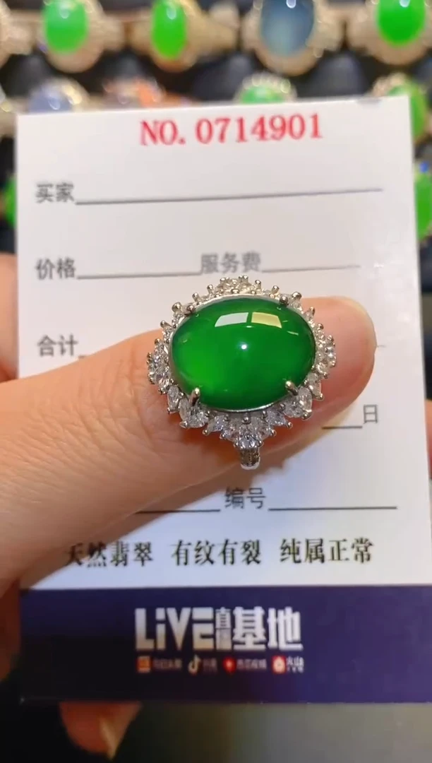 银S925镶嵌翡翠耳饰天然