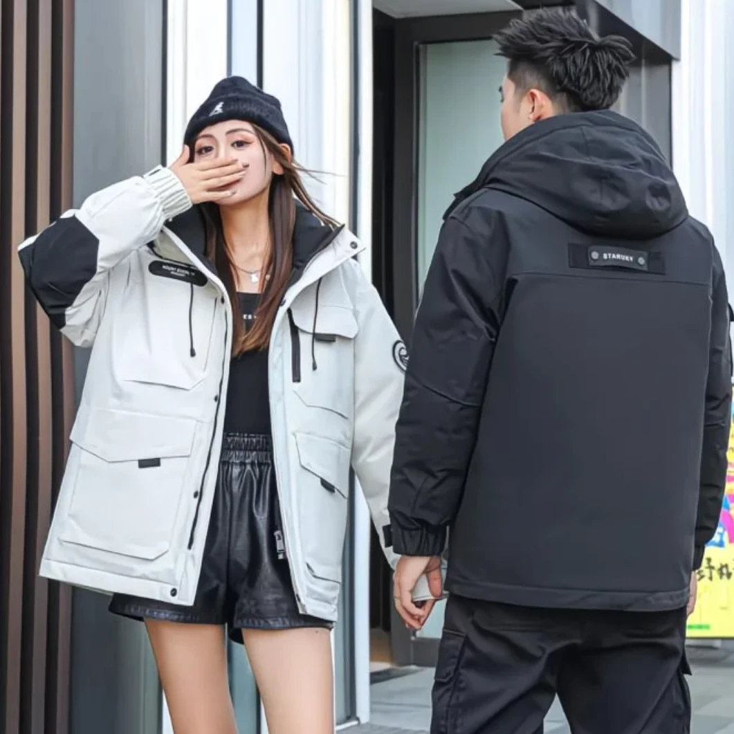 时尚户外休闲连帽情侣男女同款保暖冬季新款极寒服