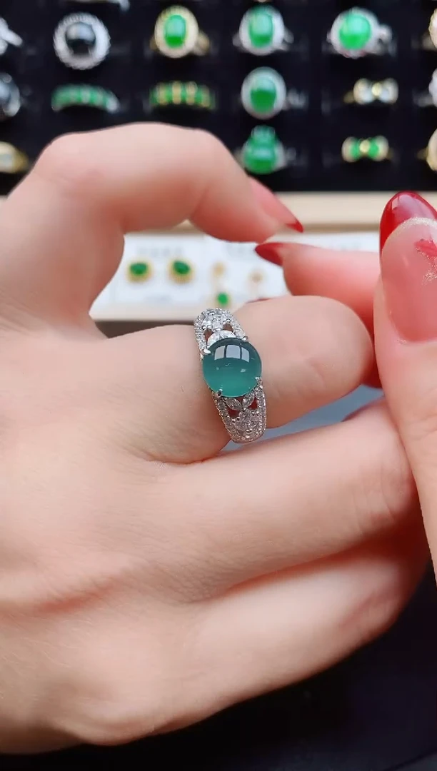 【闪购商品】翡翠戒指银S925镶嵌1211