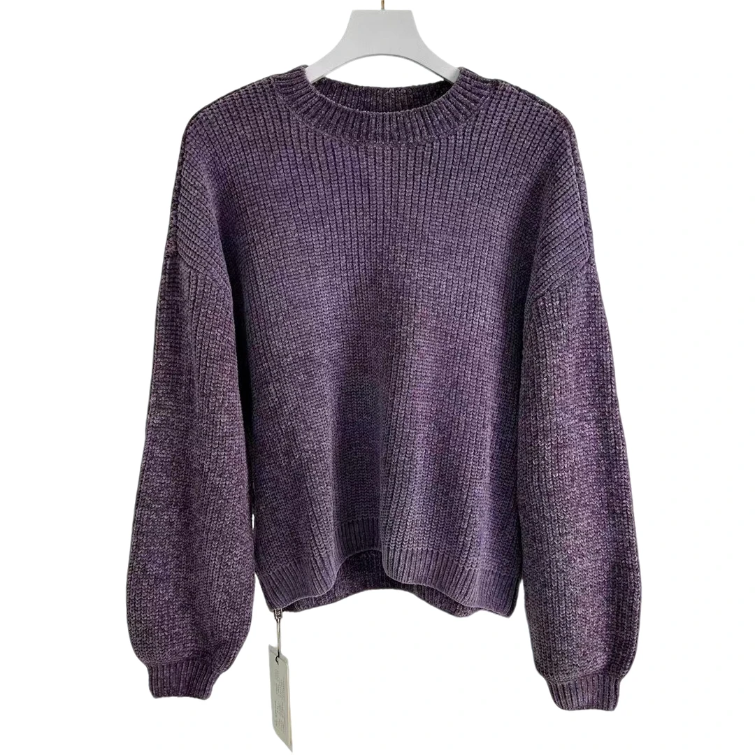 270软糯慵懒紫色毛衣女秋冬厚针织内搭