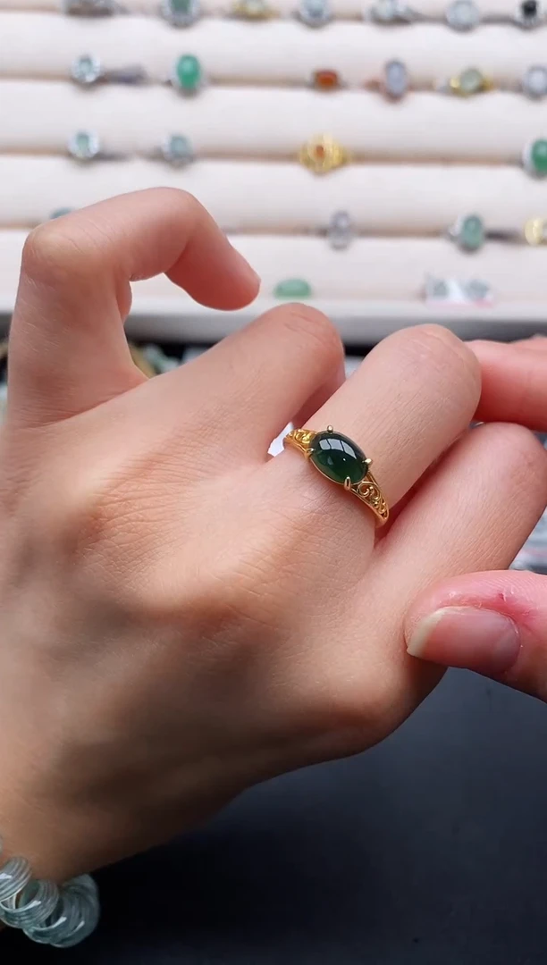 银S925镶嵌戒指翡翠2222222+6