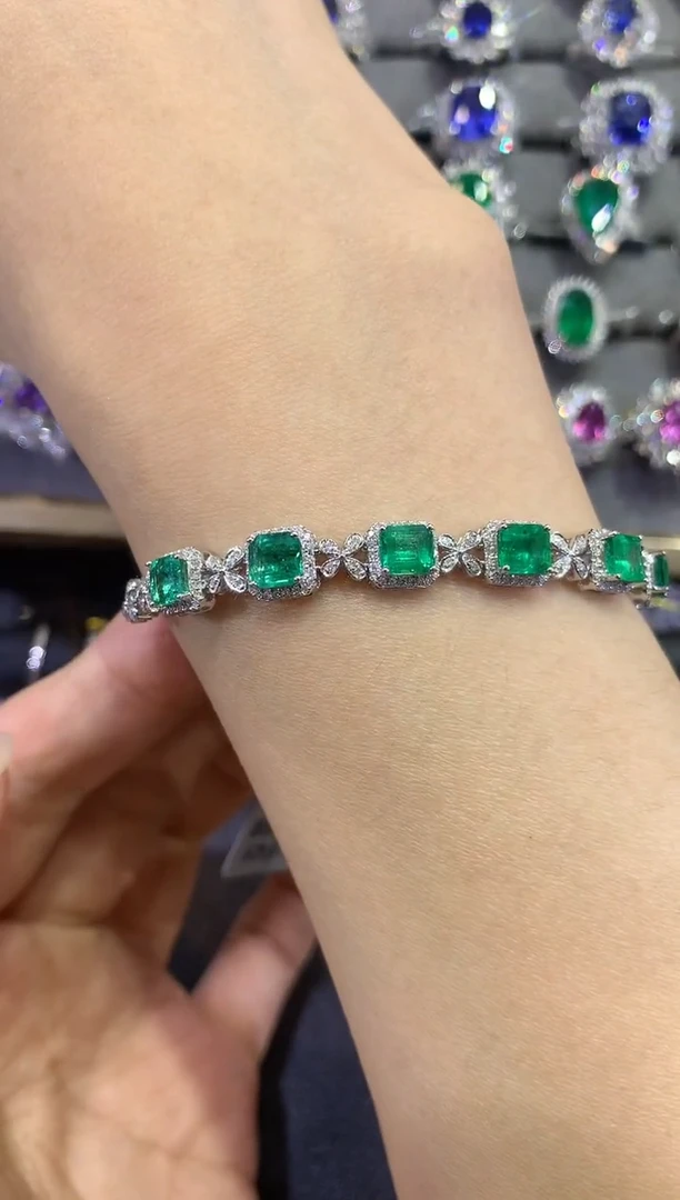 【闪购商品】祖母绿手链18K金镶嵌a139