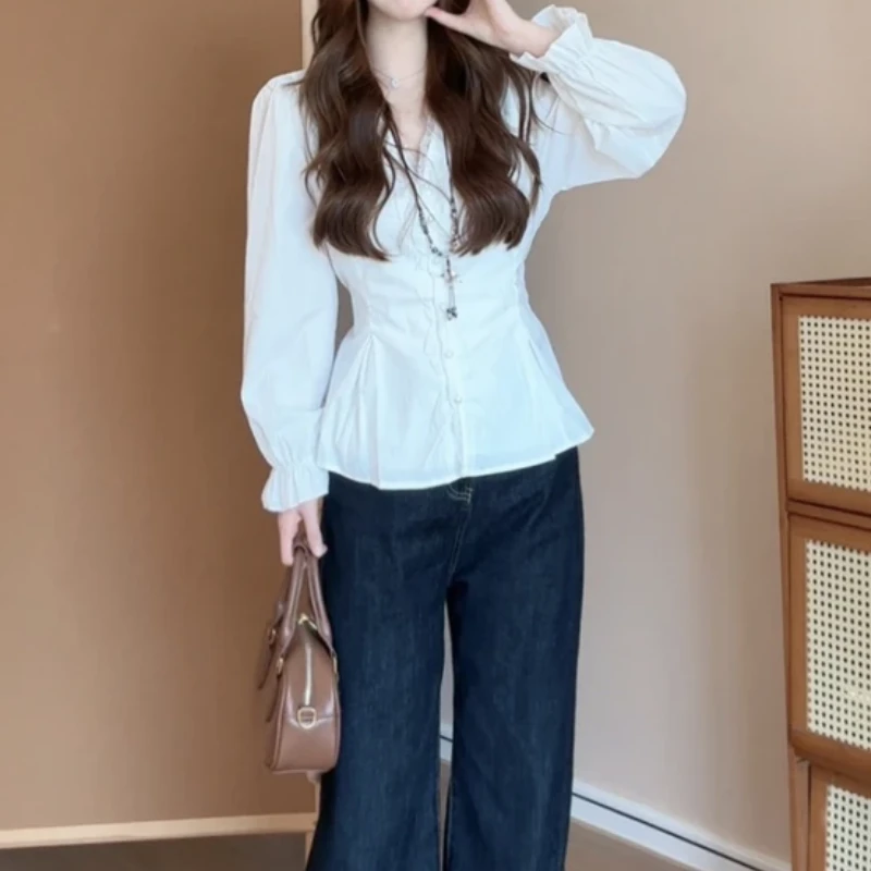 大码女装2025秋季新款胖mm法式蕾丝拼接长袖衬衫时尚百搭显瘦上衣