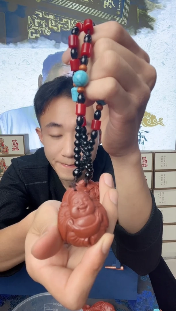 茶壶紫砂财神手把件