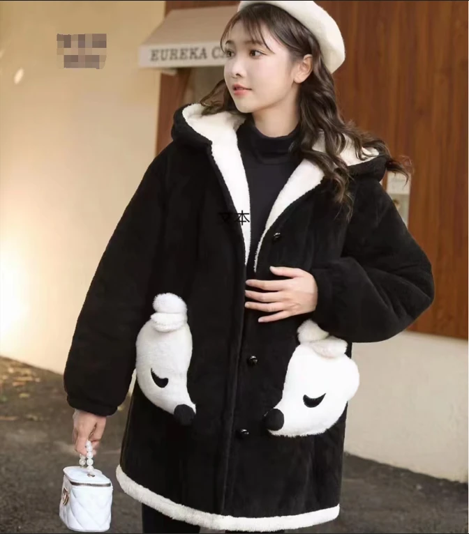 【可外穿加大加厚】260斤女士三层加厚时尚黑色冬款家居服睡衣