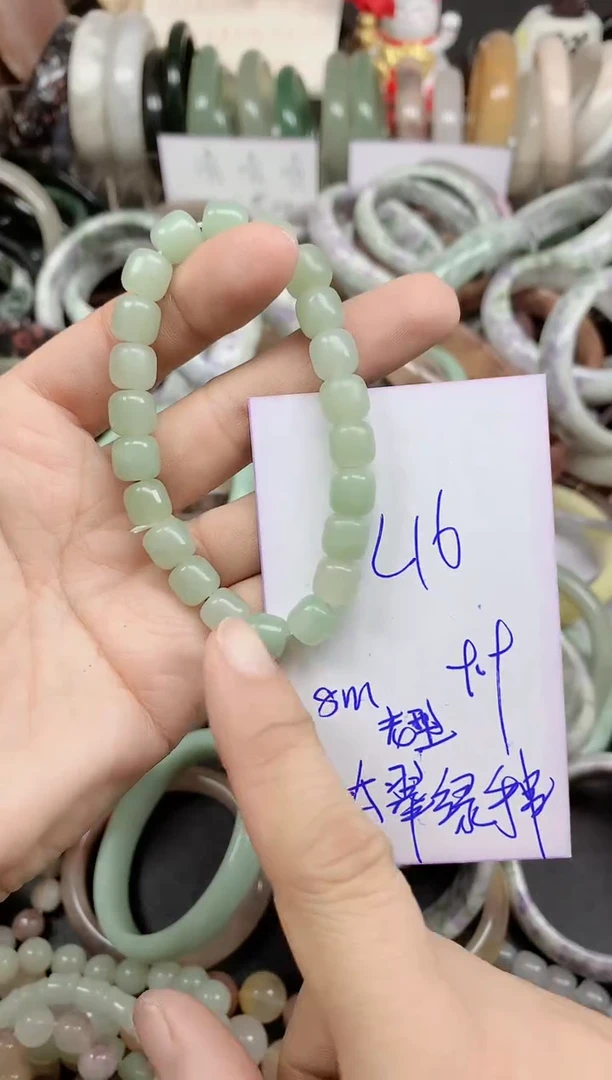 未镶嵌手镯石英质玉L16舍太翠老型珠翠绿