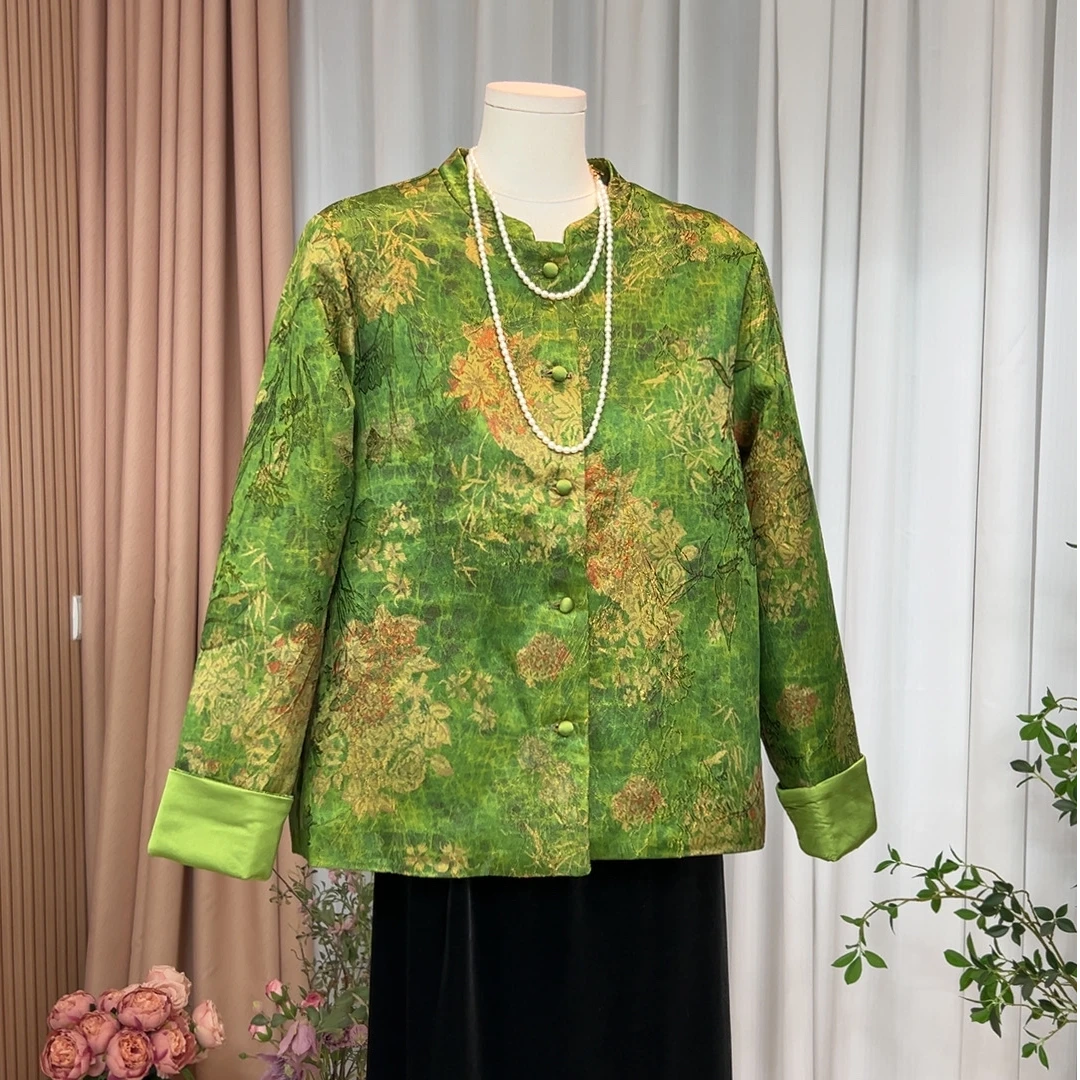 【夹棉】气质妈妈新中式国风外套冬新款2025中老年高贵织锦提花上衣