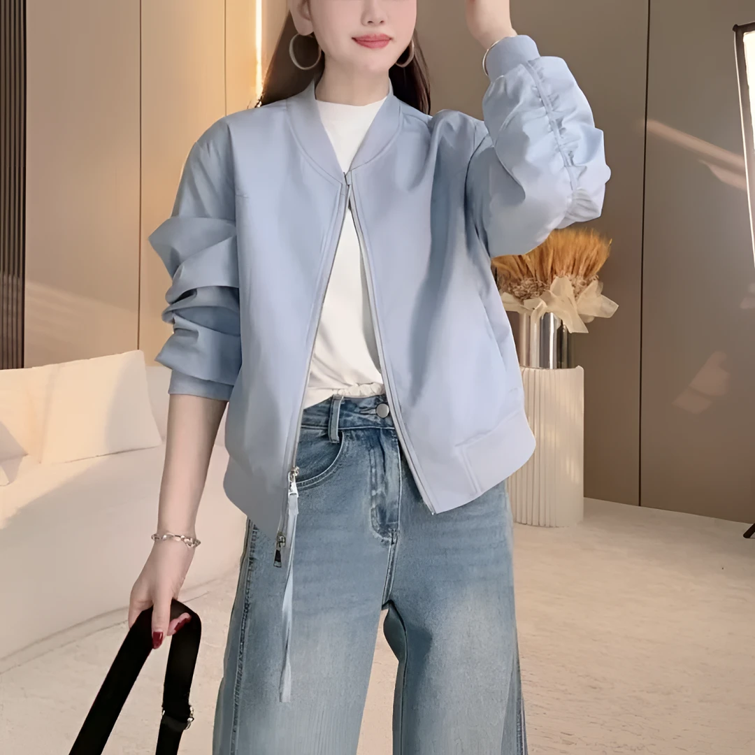 那简家5805【现货】爆款休闲女士小个子百搭时尚洋气纯色棒球服外套