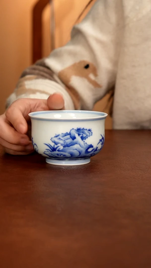 景德镇瓷器，青花瓷手绘茶具~五行土