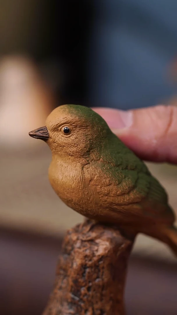 原矿手工段泥小鸟树桩