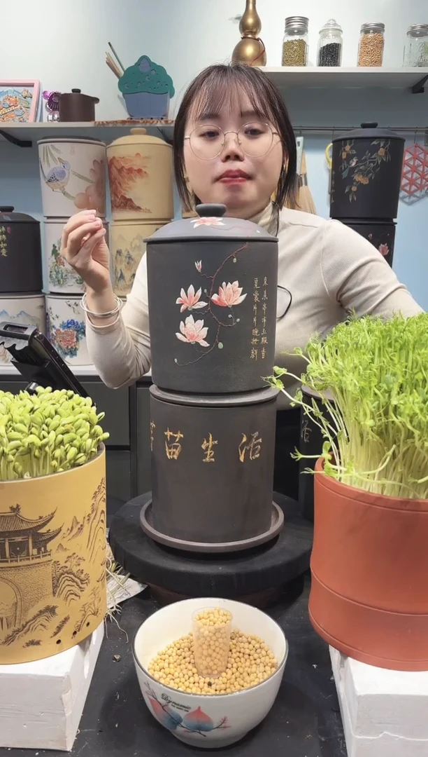 盼*玉兰花 黑金砂+紫砂托盘