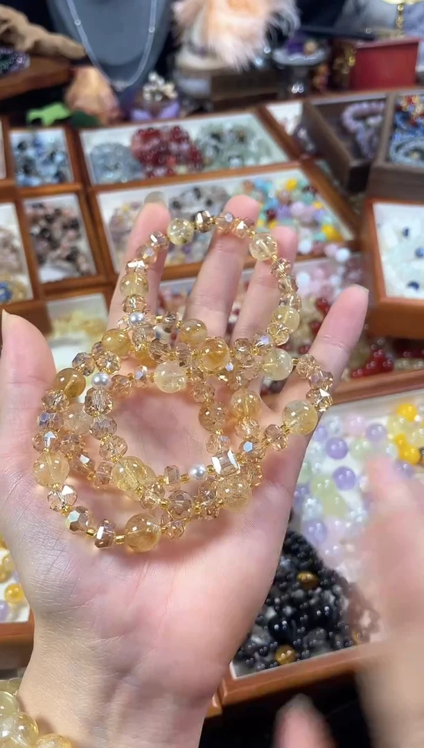 未镶嵌手串水晶天然卡10+暴力黄塔晶黄泡泡手串