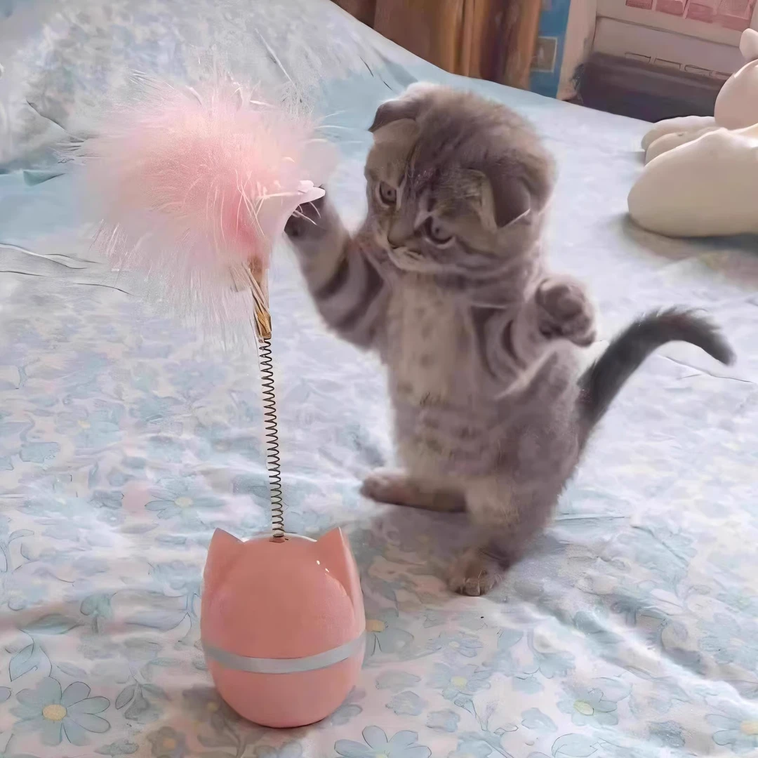猫玩具逗猫棒羽毛不倒翁自嗨解闷铃铛转盘逗猫神器磨牙小幼猫玩具