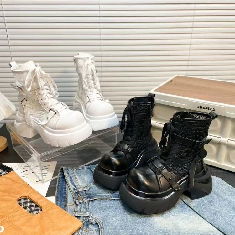 唐小肉潮搭时尚厚底休闲小个子增高小众款夏季网靴英伦风2695-2