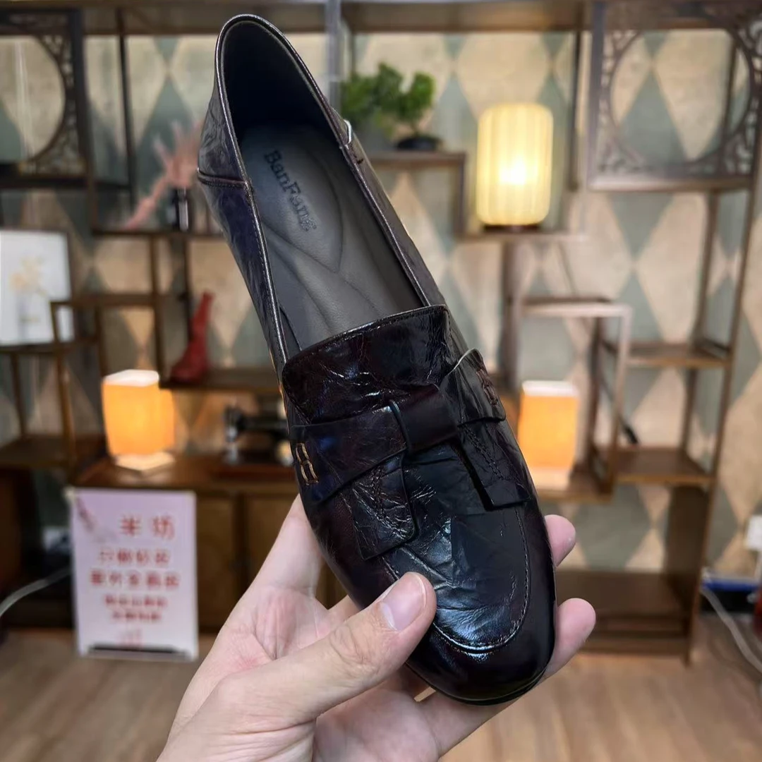 半坊手工女鞋|34-40|3cm|新款夏季圆头真皮复古气质百搭软单鞋