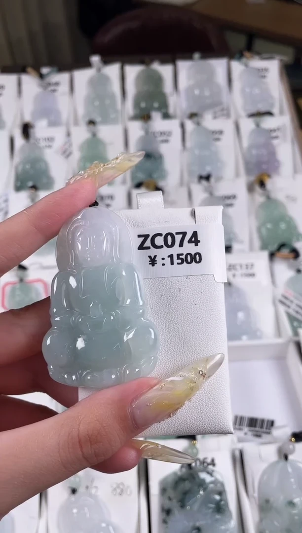 颈饰未镶嵌翡翠ZC074翡翠高冰大观音+孤品+送同款绳子