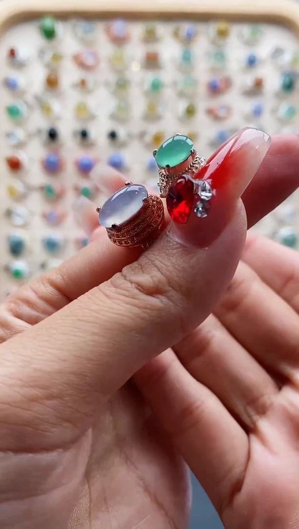 【闪购商品】翡翠戒指未镶嵌缅甸天然A货翡翠333 2+1