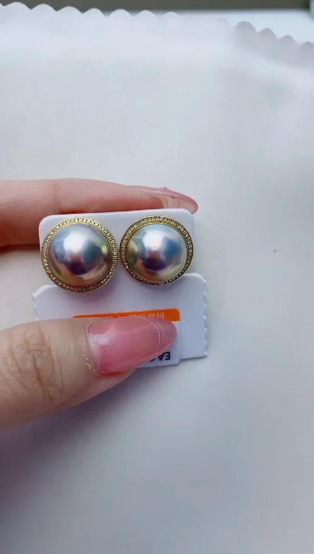 耳饰拼合珍珠（马贝珠）18K金镶嵌L**?A5