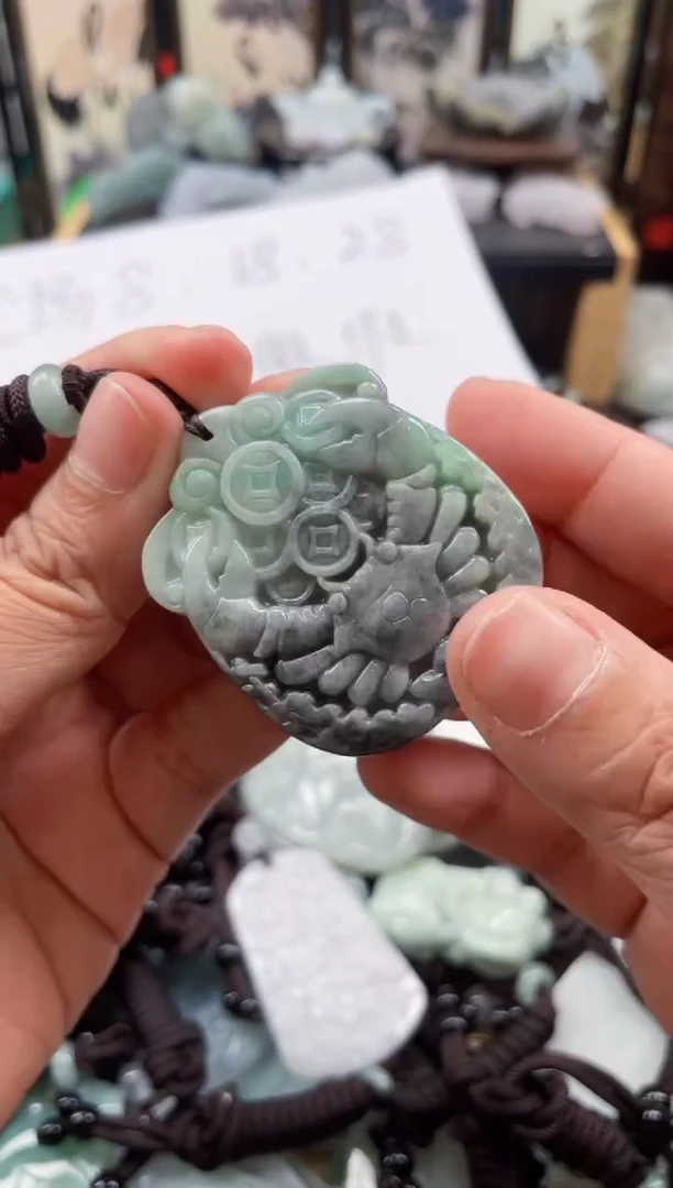 【闪购商品】翡翠颈饰未镶嵌天然缅甸A货翡翠有瑕疵478