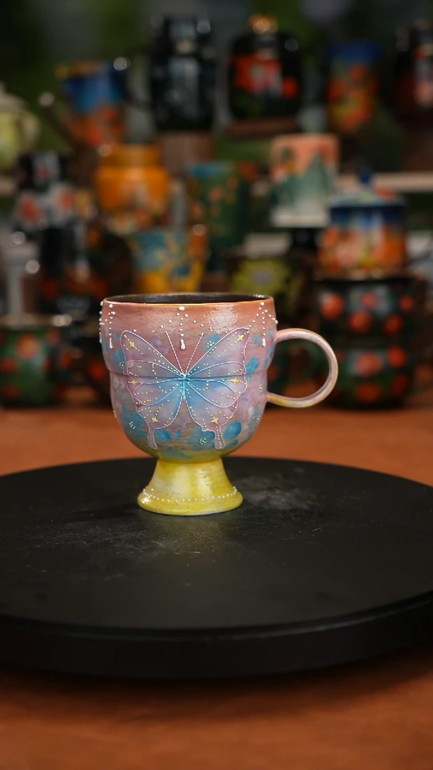 紫砂油画手绘釉下彩