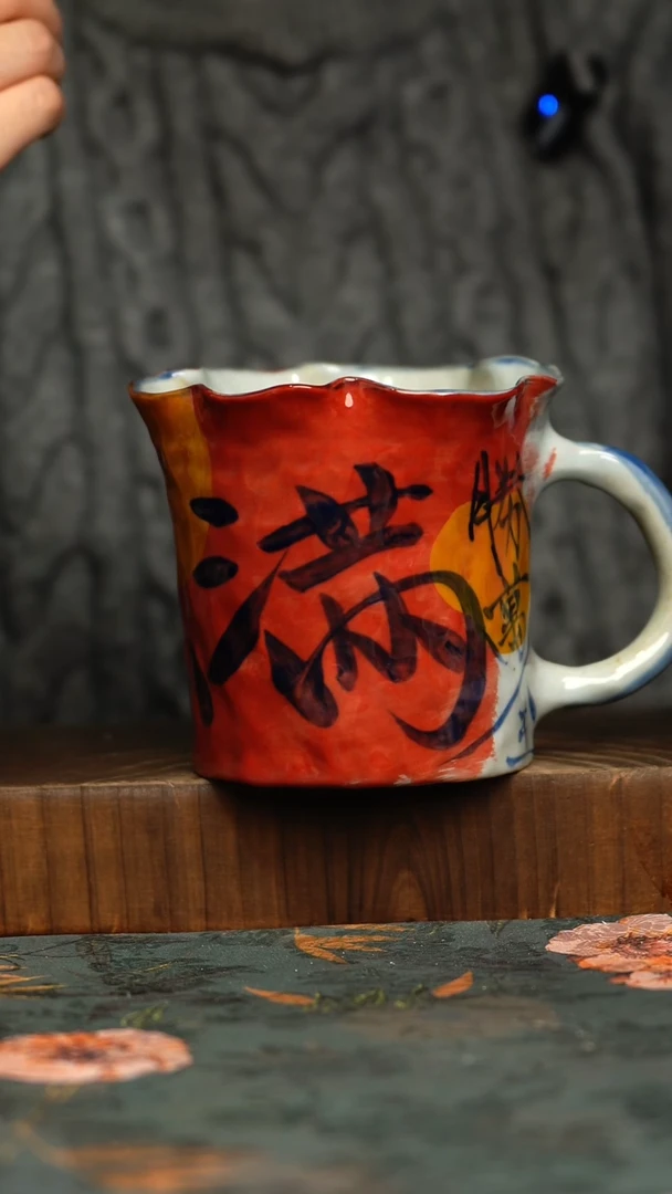 杯釉下彩手工手绘同款陶器