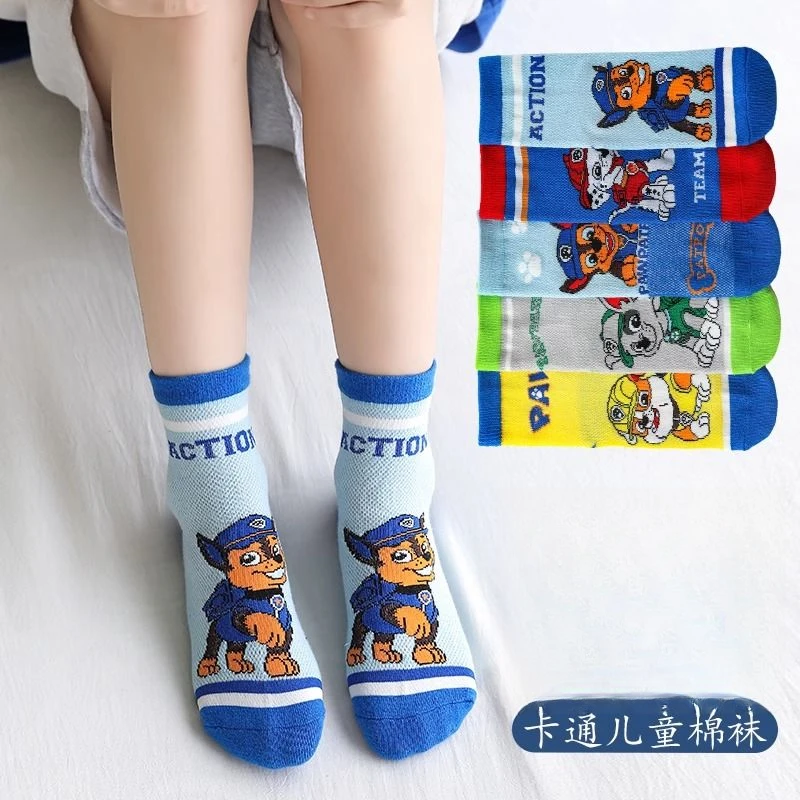儿童袜子夏季网眼男薄款袜男孩袜子汪汪队卡通图案袜子袜防臭棉袜