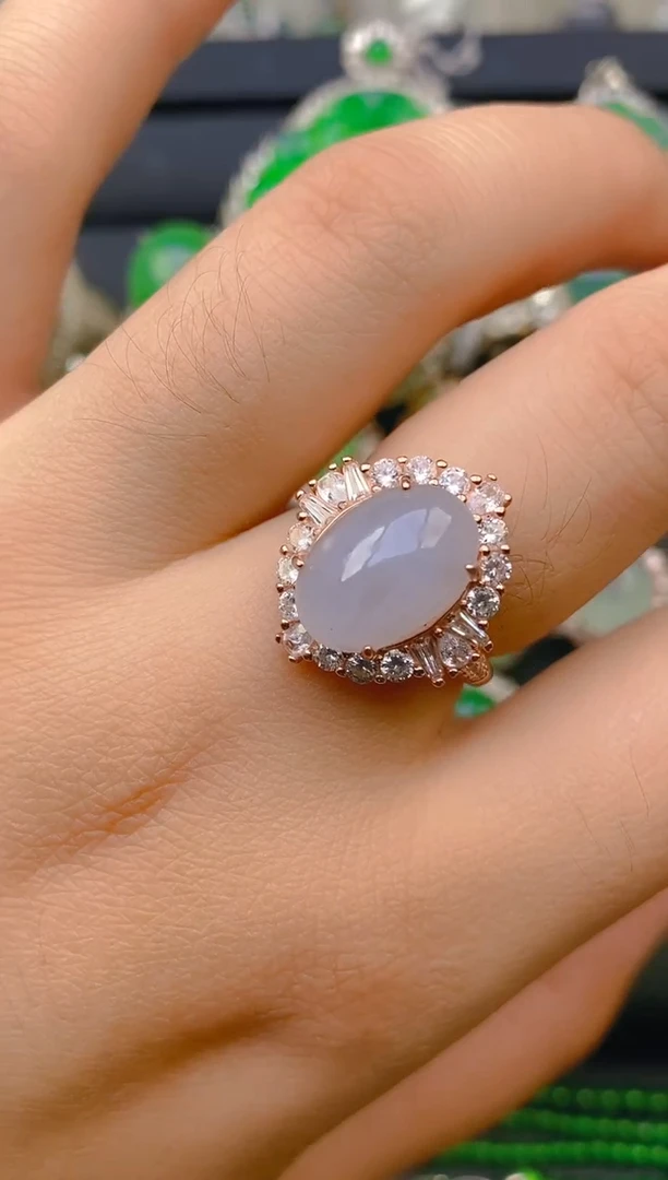 【闪购商品】翡翠戒指银S925镶嵌天然A货翡翠1