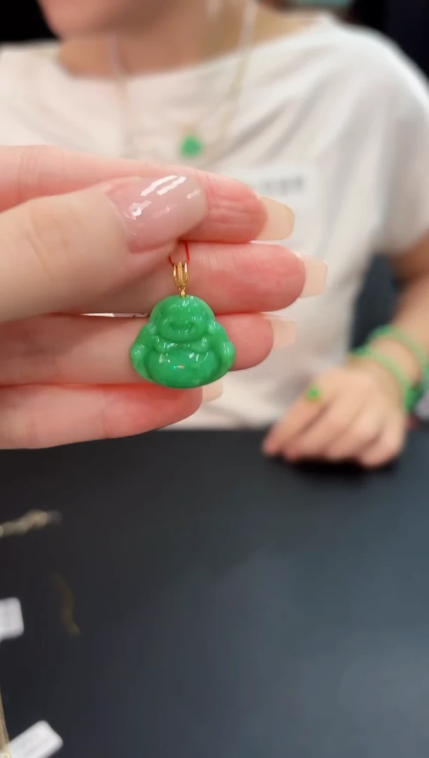 颈饰18K金镶嵌翡翠 缅料A货/支持复检/一件