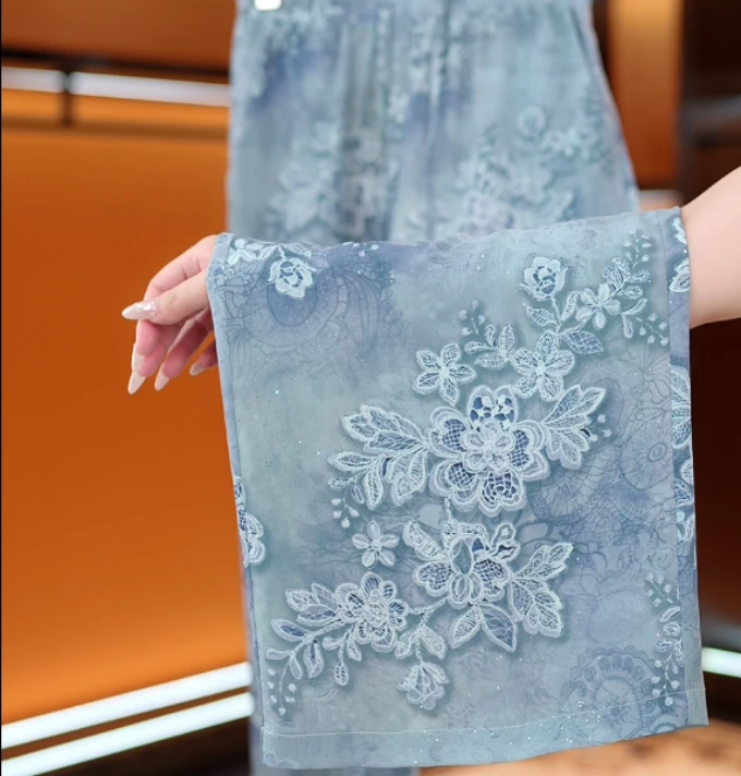 【3D烫花工艺】初相识2025新款高腰垂直冰丝凉感透气阔腿裤C018娜娜