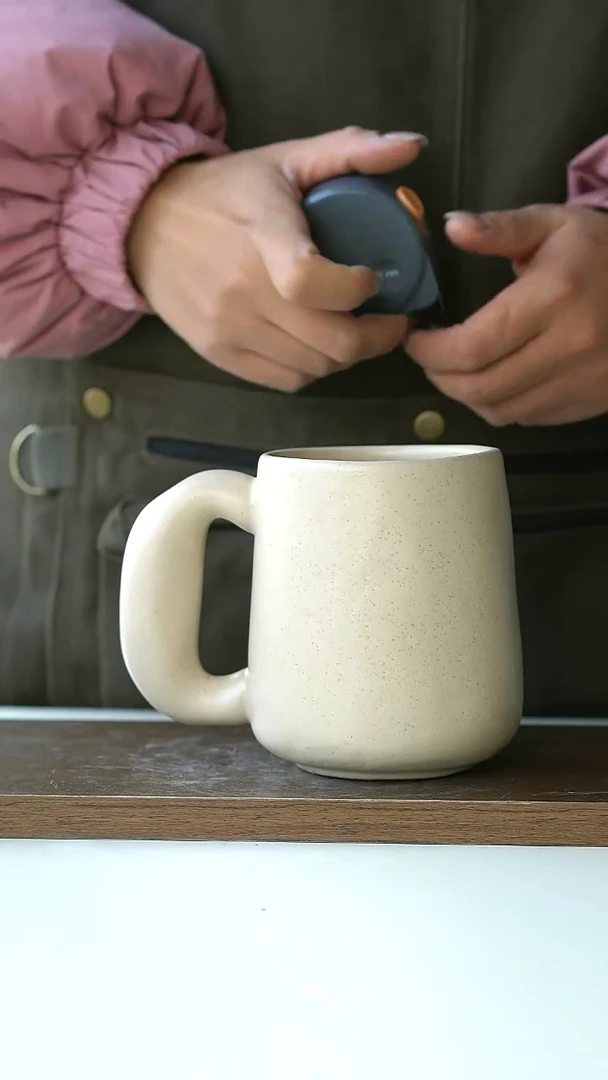 【闪购商品】陶瓷奶油杏大耳朵马克杯600ml@4-2@