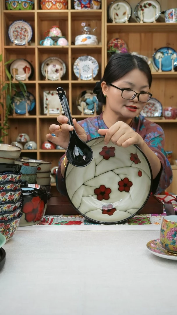 瓷片小可高温陶瓷餐具汤碗汤勺各一只