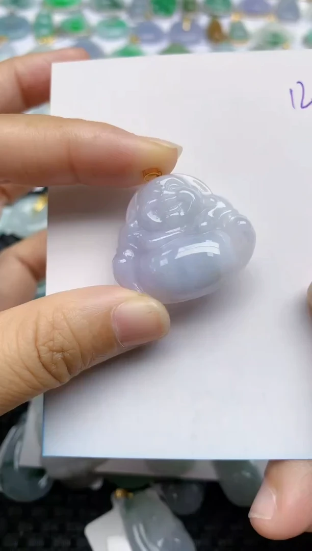 【闪购商品】翡翠挂件18K金镶嵌天然A货翡翠 12