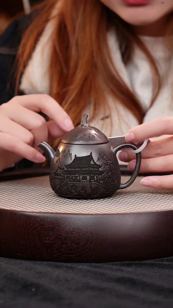 茶壶紫砂宜兴紫砂壶茄瓜h37008