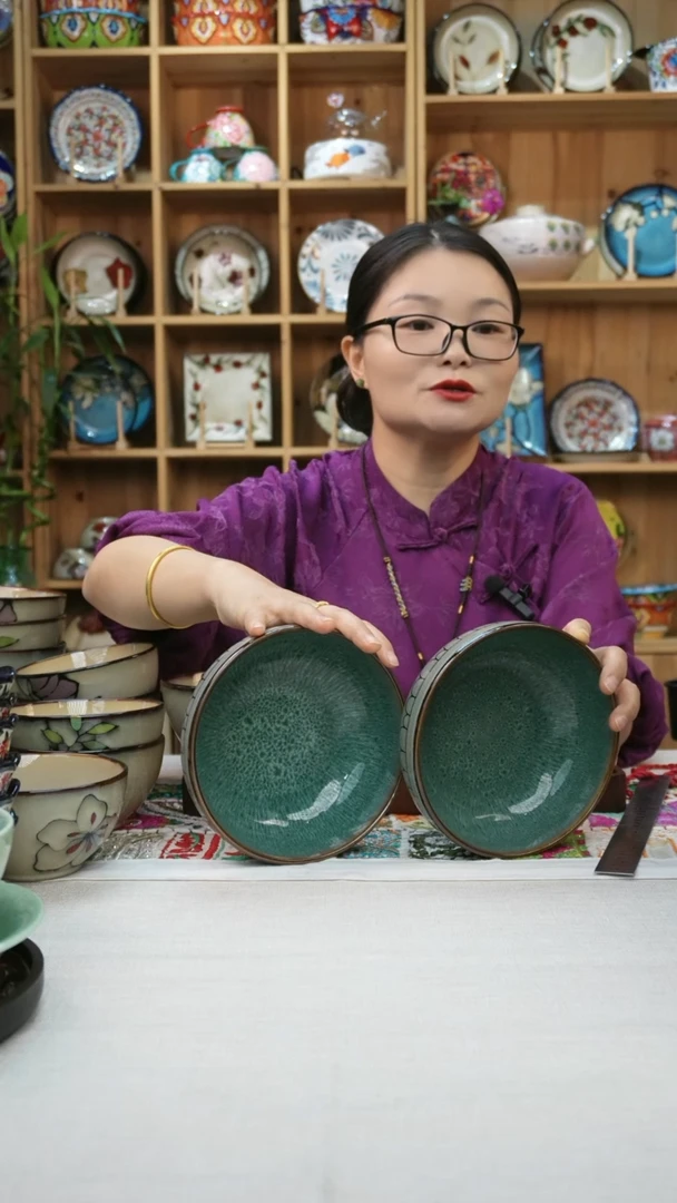 瓷片新*小可高温陶瓷餐具一组两只16厘米