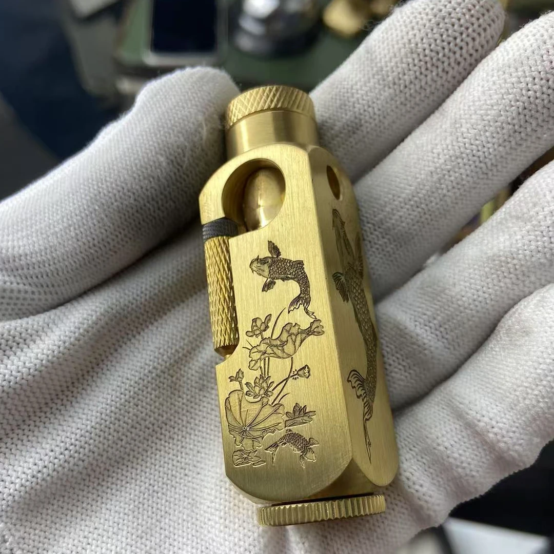 弗拉米多精雕/和平饭店发哥同款砂轮侧滑油机复古个性火机