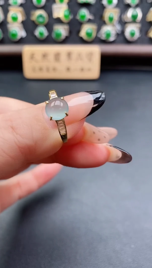 银S925镶嵌戒指翡翠1