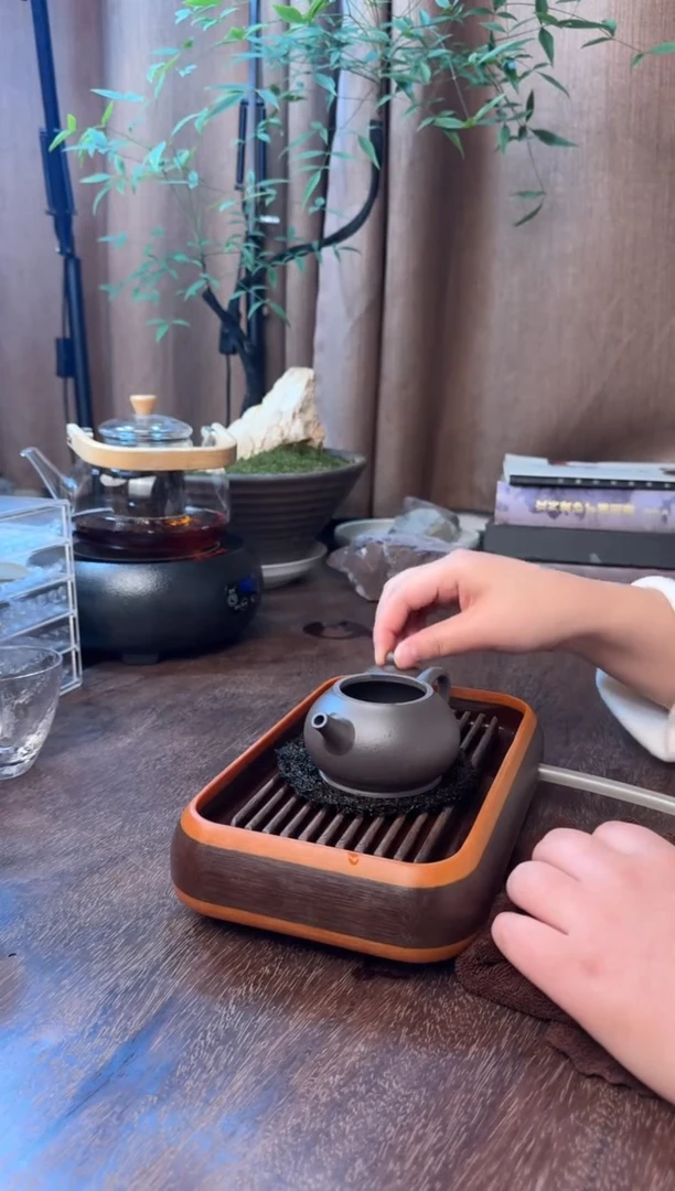 茶壶紫砂潘壶-半手精工-天青泥-气窑烧制-容量：150CC