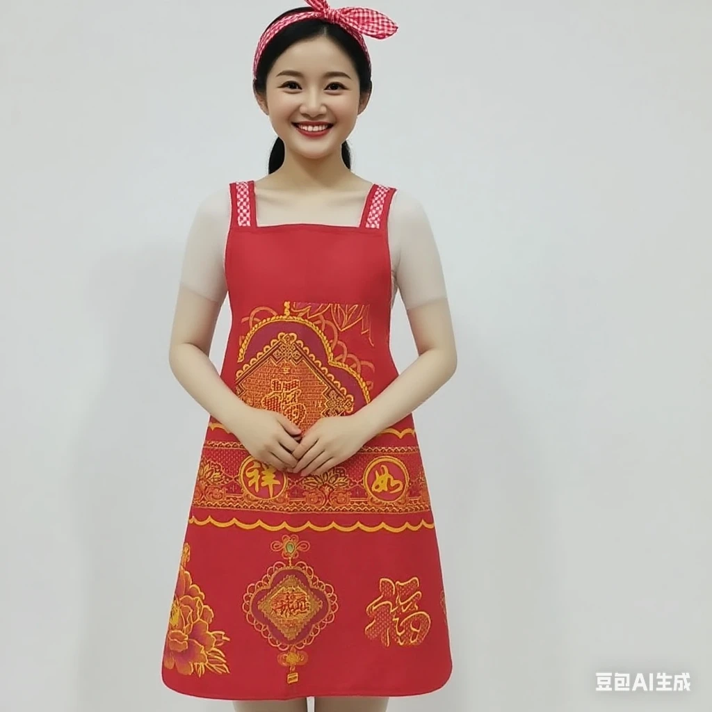 结婚婚庆喜庆纯棉双层工作围裙工作服家用做饭生活防水结实耐用