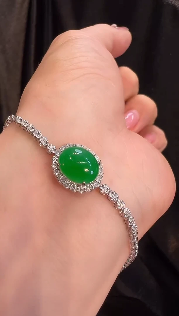 【闪购商品】翡翠手链18K金镶嵌手链