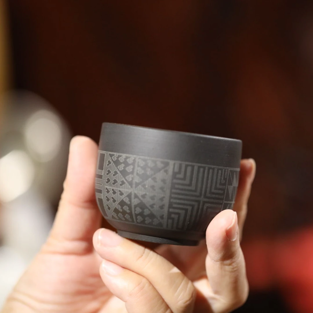 省级非遗黑陶民族小茶杯 镇沅南丘黑陶